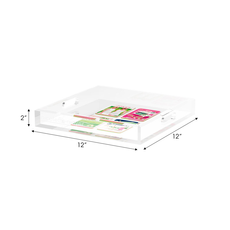 Mahjong Acrylic Decorative Tray, 12"W x 12"D x 2"H