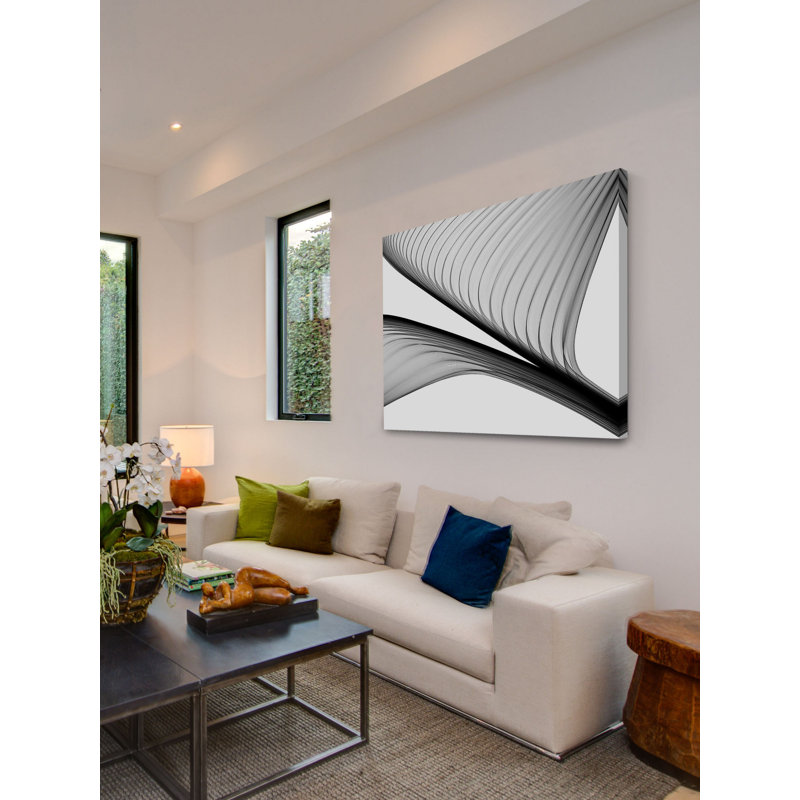 «Abstract Black and White 21-37-04» par Irena Orlov, reproduction d'art sur toile tendue, 24 po x 36 po