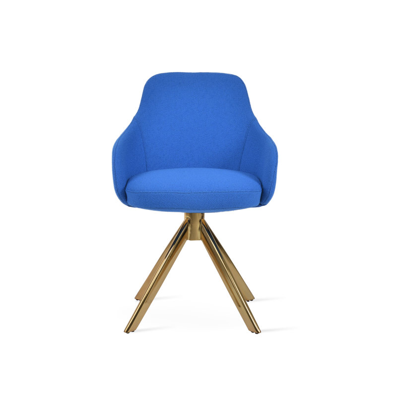 Fauteuil pivotant Gazel, Laine argentée, Or