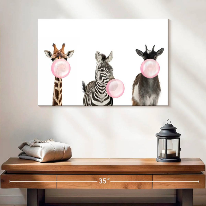 «Bubble Gum Safari Animals», reproduction sur toile, L 16 po x H 24 po