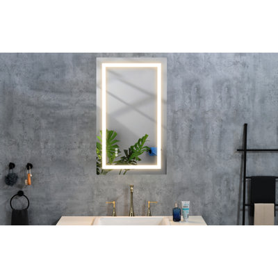 Miroir de salle de bain 40 po x 30 po à DEL avec éclairage avant