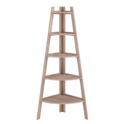 Tisha 63" H x 26.5" W Corner Five Tier Ladder Bookcase