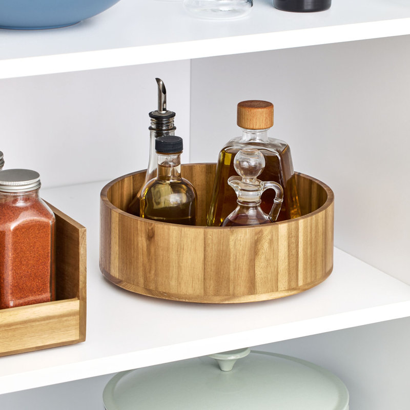 Rangement rond en bois d'acacia iDesign 10 po - Naturel