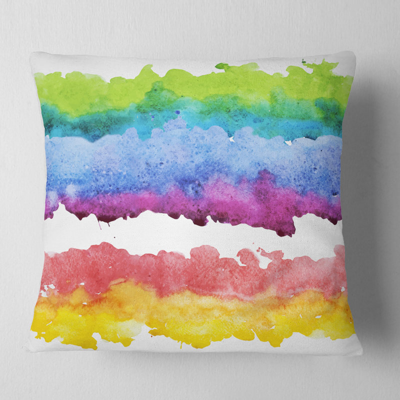 Rayures colorées en motif de vecteurs - Coussin imprimé abstrait, 16 po x 16 po, Carré