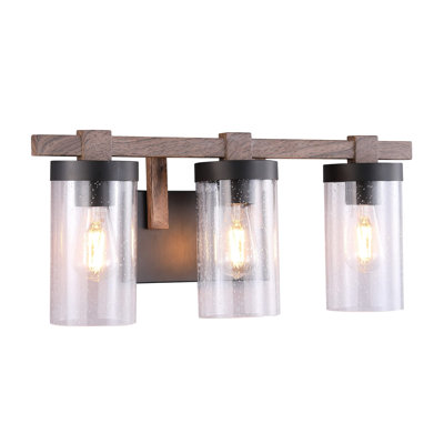 Oil Rubbed Bronze Rustic Vanity 3-Light, 3 Vintage Style ST19 Light Bulbs Included - 8W, 2700K, Standard E26 Base