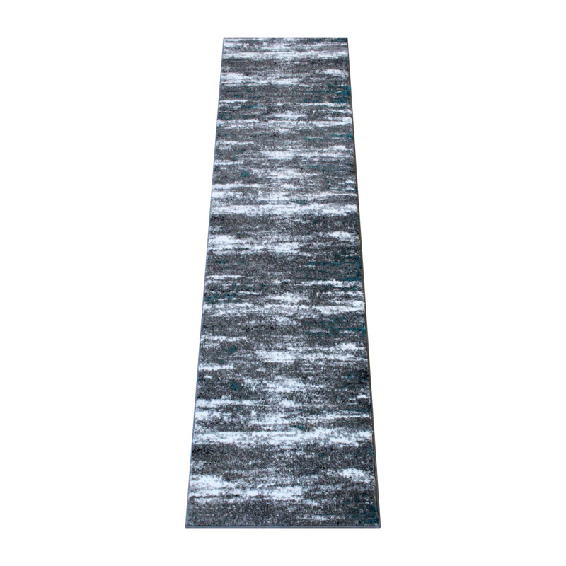 Collection Clifton, espace turquoise abstrait, Tapis de couloir 2 pi x 7 pi