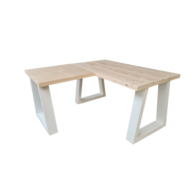 Miraloma L-Shaped Solid Wood Top Writing Desk, 75cm H x 200cm W x 120cm D, Right