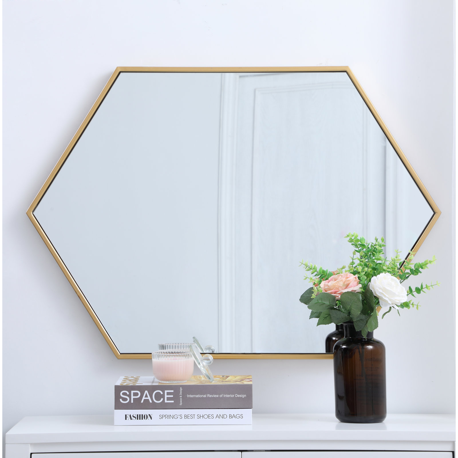 Sabine Accent Mirror, Brass, 35" H x 41" W
