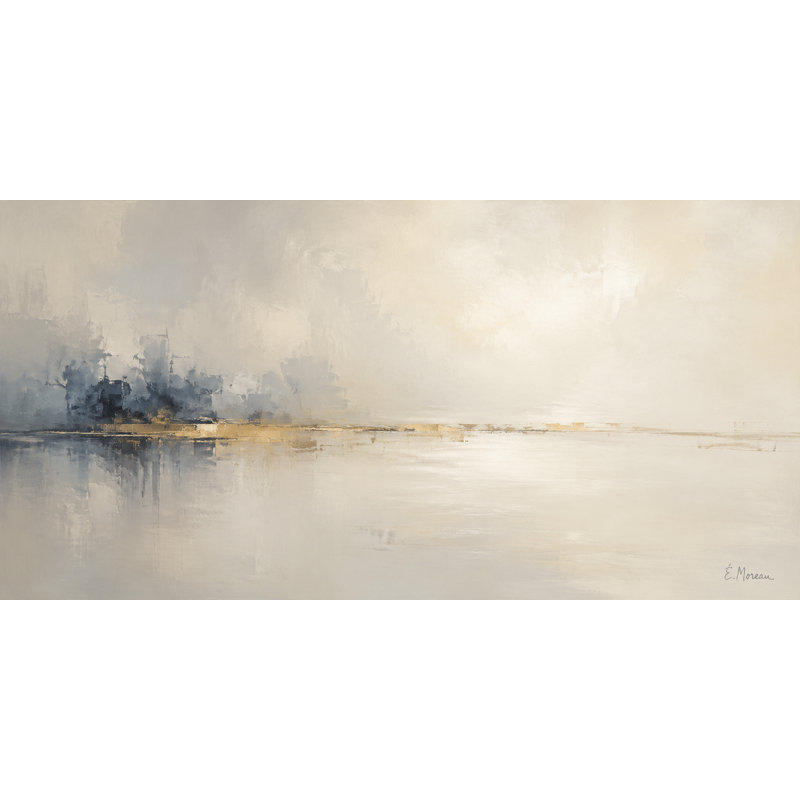 «Airy Blue Mist», art mural sur toile abstraite panoramique, H 20 po x l 40 po x P 1,5 po