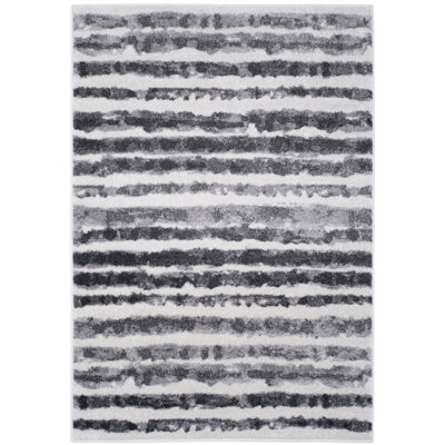 Bethlyn Striped Ivory/Charcoal Area Rug