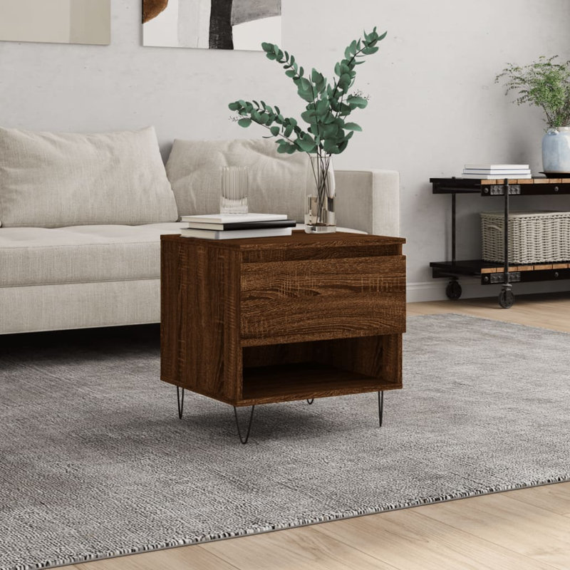 Delmira Four Leg Coffee Table with Storage, Brown Oak