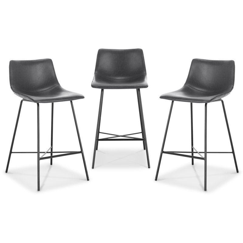Paxton 24" Counter Stool, Gray Faux Leather