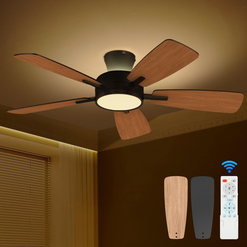 Ventilateurs de plafond avec lumières et télécommande, profil bas de 46 po ...