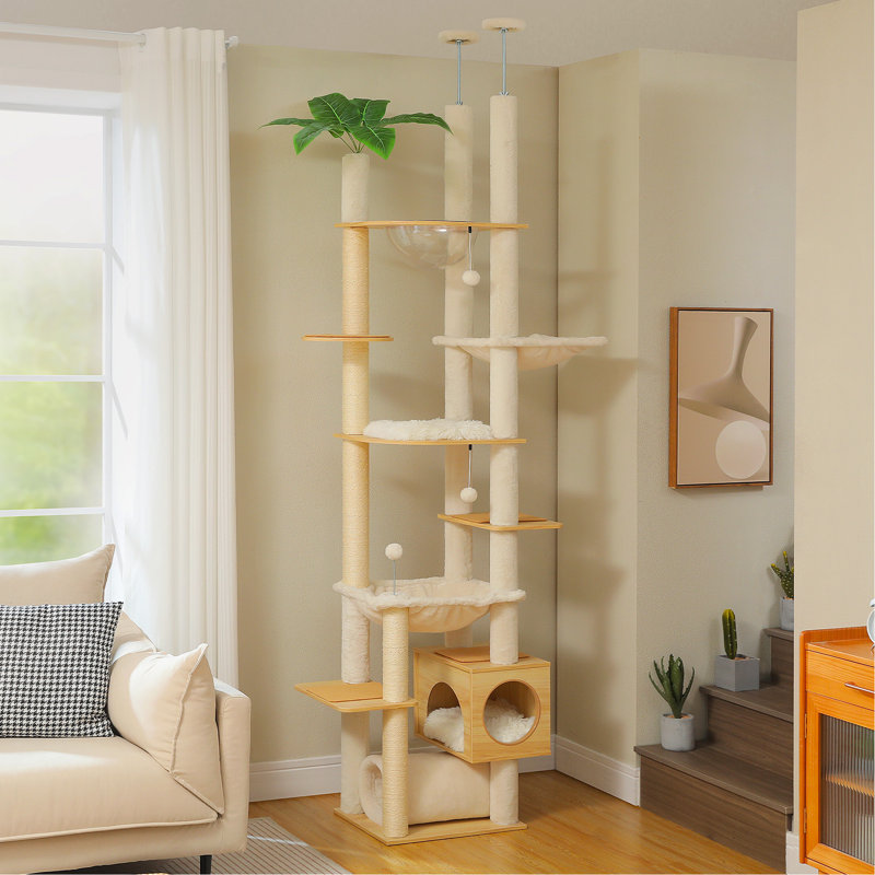 Arbre à chat avec cactus de 90,5 po à 100,4 po de hauteur