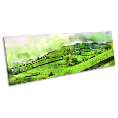 English Countryside Abstract - Wrapped Canvas Panoramic Print