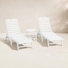 Ensemble de chaise longue 3 pièces avec table d'appoint Nautical