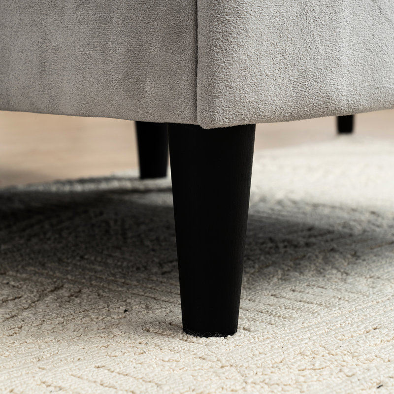 En L avec rangement et tabouret de pieds - beige 3 pour le salon, la chambre à coucher, le bureau, le tissu confortable de petit espace, dans la construction de bureau, le tissu
