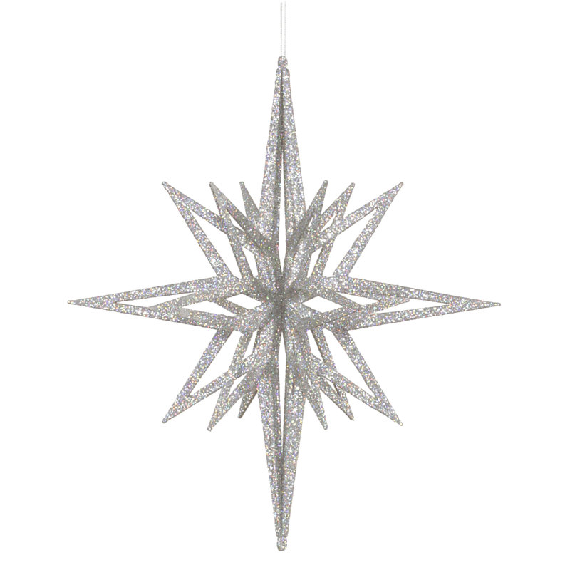 Ornement en forme d'étoile scintillante 3D, Argent, H 16 po x l 14 po x P 14 po