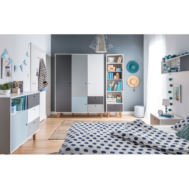 Aleana 3 Door Wardrobe, Sky Blue