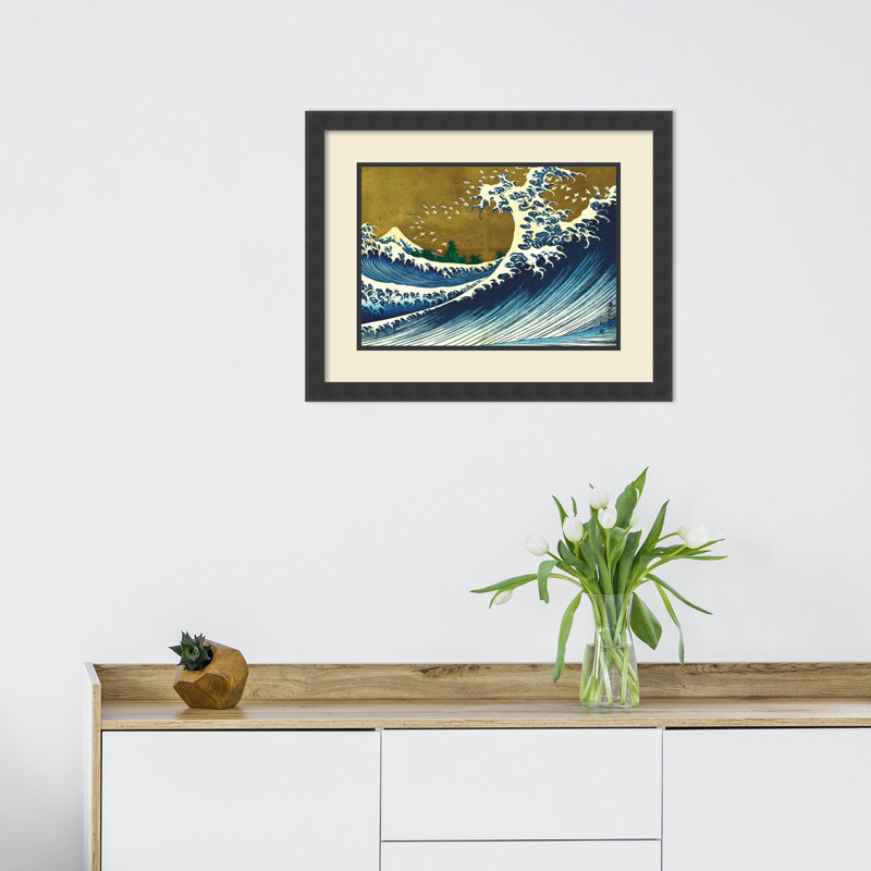 «Big Wave (From 100 Views of Mt. Fuji)» par Katsushika Hokusai, reproduction d'art encadrée