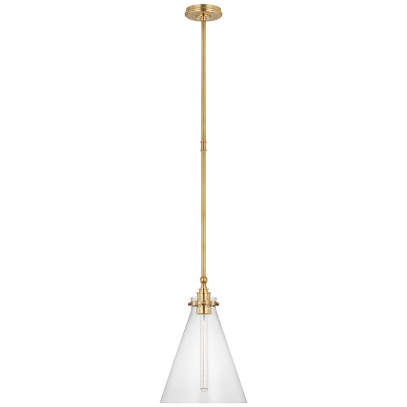 Parkington 1 - Light Pendant, Antique-Burnished Brass, 15.5" H x 11" W x 11" D, Clear Glass