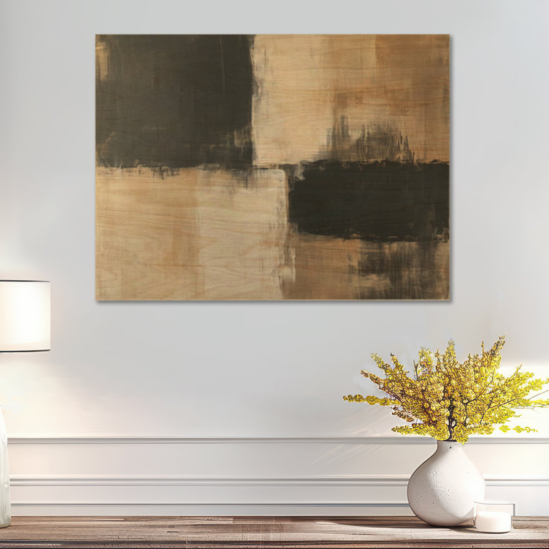 Décor mural géométrique en bois aux tons anthracite abstraits III, H 24 po x l 32 po