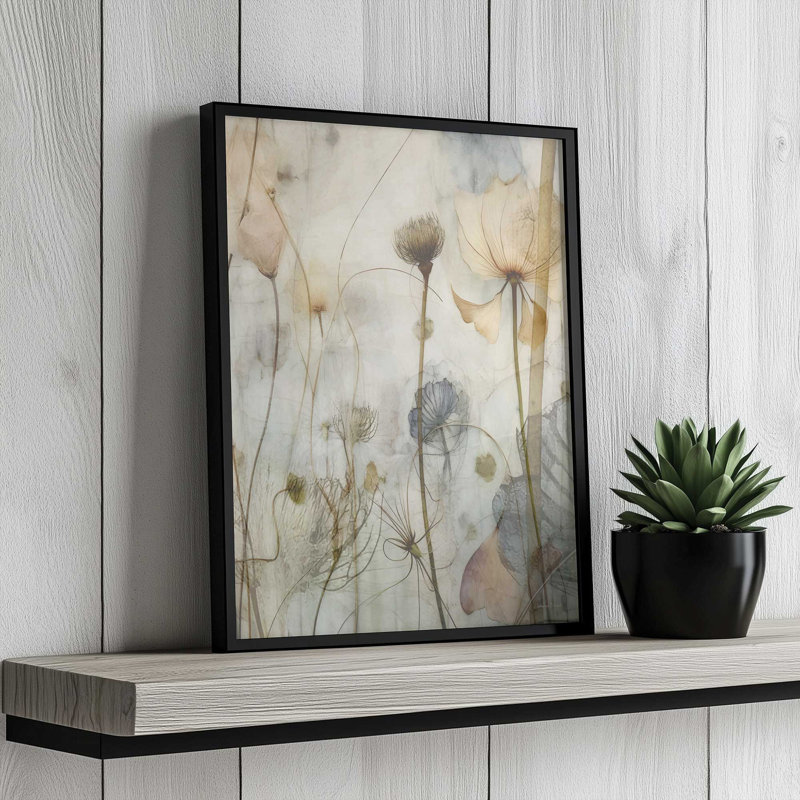 «Flowers in the Breeze III» par lettres et doublure, reproduction d'art, 12 W x 16 H, Black, Framed Print