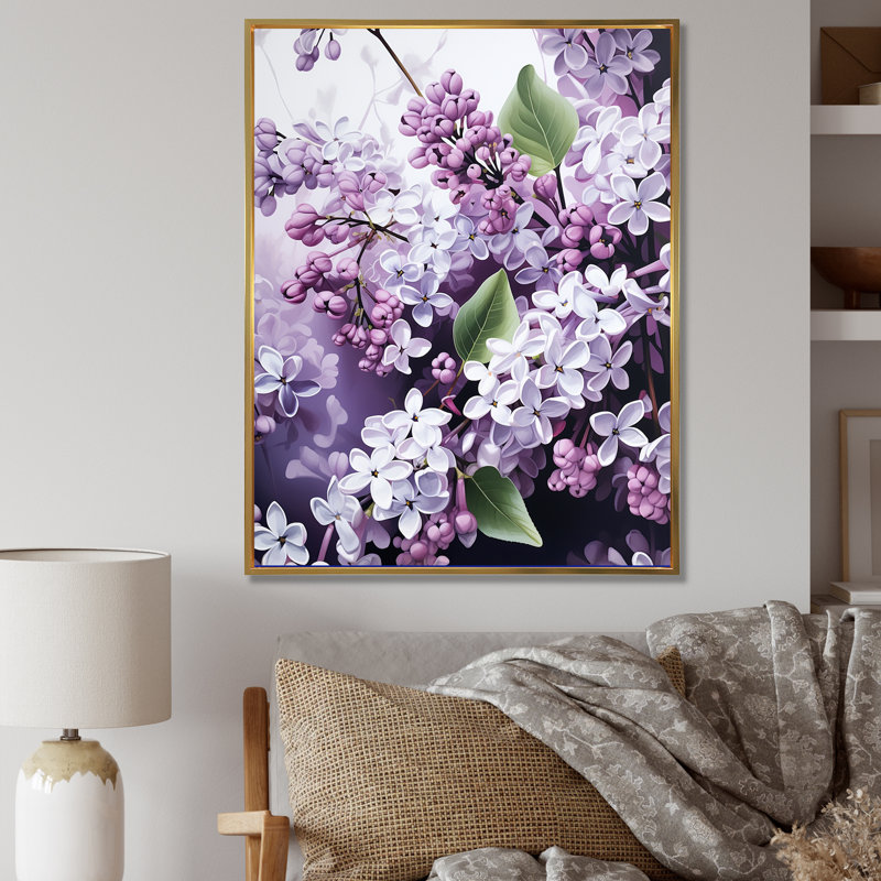 " Beautiful Lilac Dreamscape V ", Gold Floater Framed, 32" H x 16" W