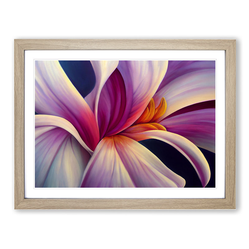 Otherworldly Flower Vol.2 1 Piece Single Picture Frame Wall Art, 46cm H x 64cm W x 2cm D, Oak