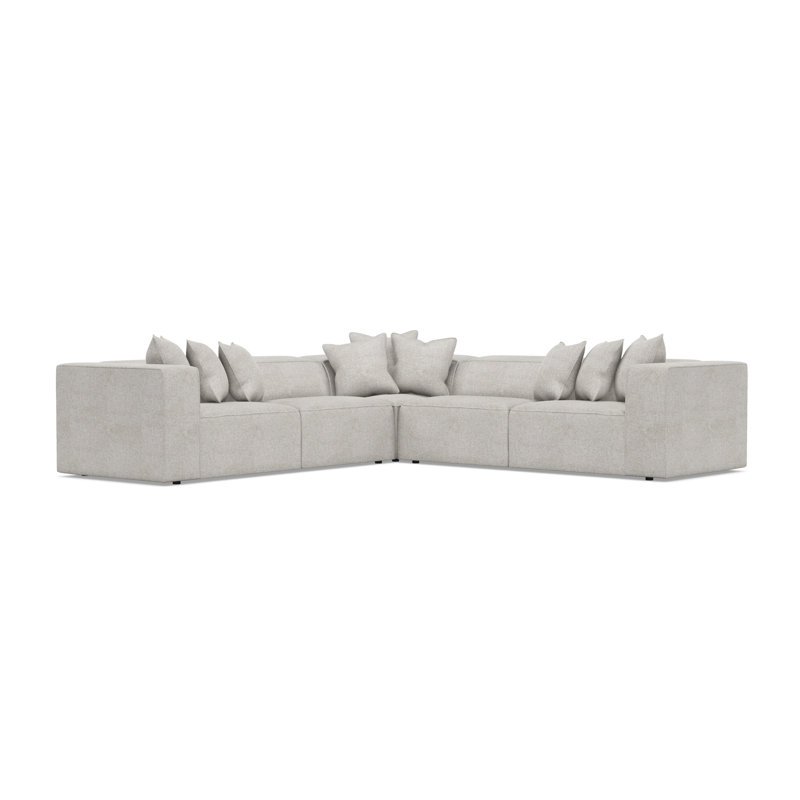 Bliss Sectional, Light Gray Polyester, 28" H x 123.5" W x 123.5" D