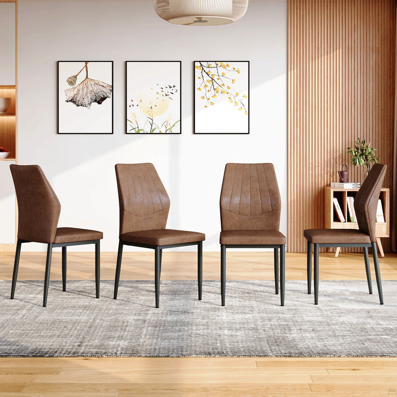 Ensemble de 4 chaises de salle à manger, Brun, 4, Noir