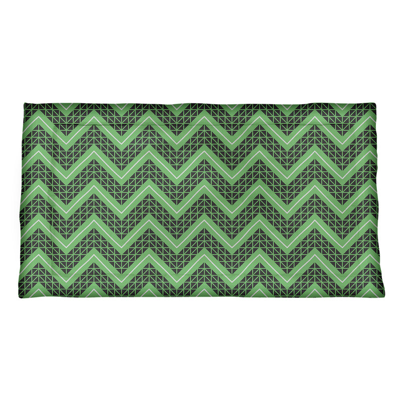 Taie décorative à chevrons Rhonda Cheval, Grand, Polyester, Vert / Noir