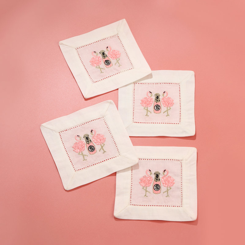 Serviettes de cocktail brodées Tropical Elegance