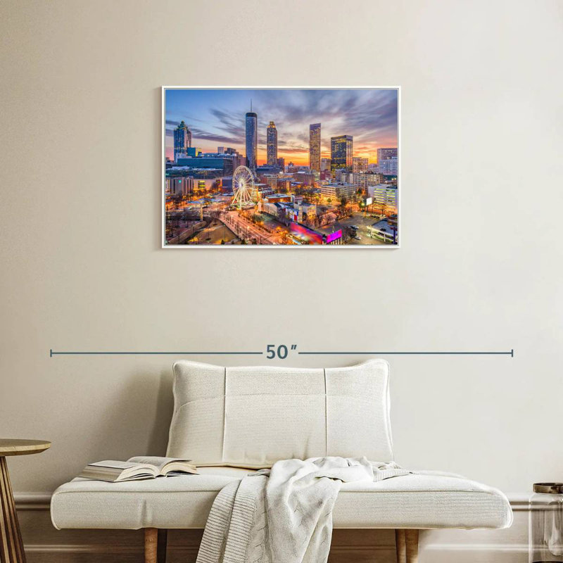 Atlanta Twilight Sky, Cadre flottant blanc, 31 po x 21 po
