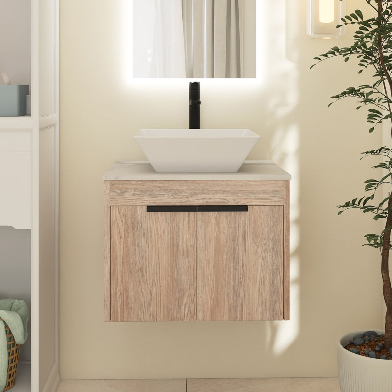 Ensemble de meuble-lavabo simple 23,62 po avec plateau en céramique Evalena