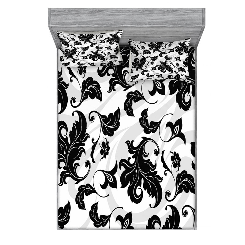Microfiber Paisley Sheet Set, Queen Sheet Set with Fitted Sheet
