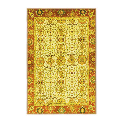 Tapis oriental en laine / polyester tissé à la machine Jerame - doré / brun clair / brun