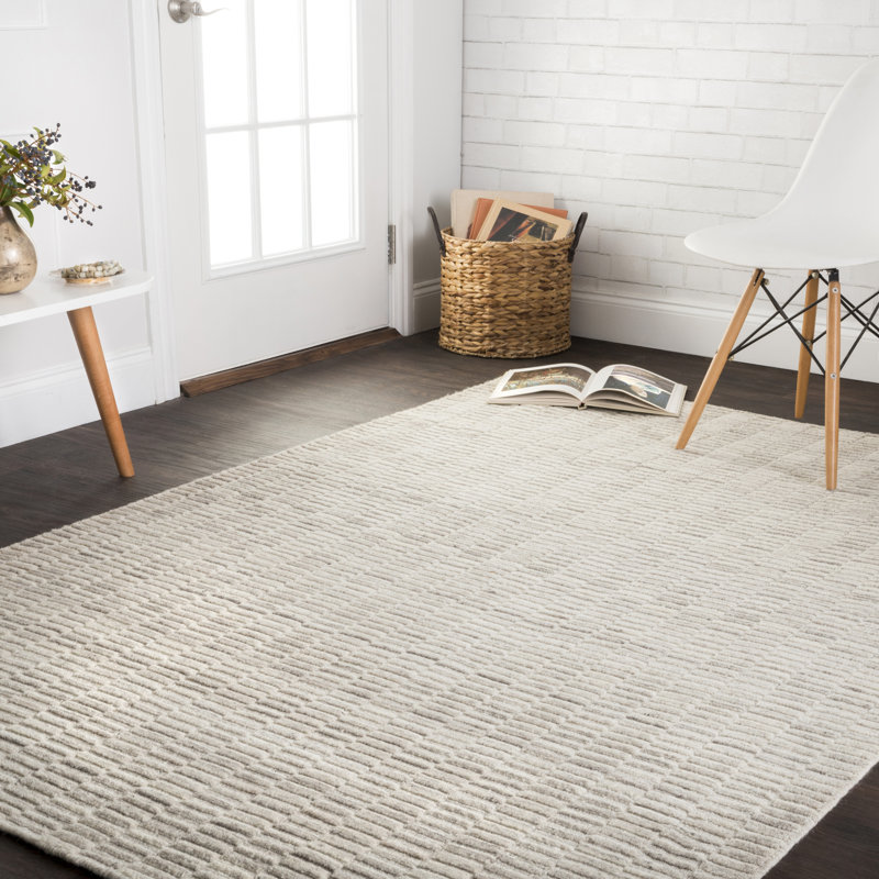 Tapis ivoire en laine crocheté à la main Nordgran, Rectangle 3 pi 6 po x 5 pi 6 po