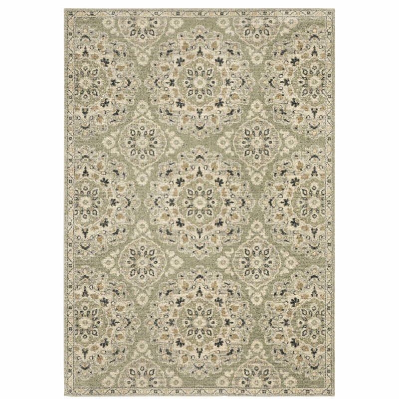 Tapis beige tissé à la machine Caryll, Rectangle 9 pi 10 po x 12 pi 10 po