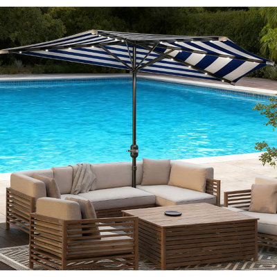 102.43 " W Half Balcony Umbrella with Crank Lift