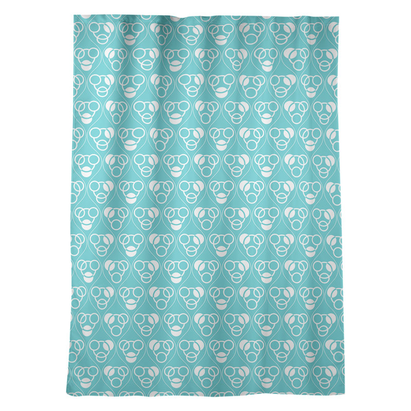 Panneau de rideau simple obscurcissant et isolant à motif géométrique avec passe-tringle classique, Bleu sarcelle / blanc