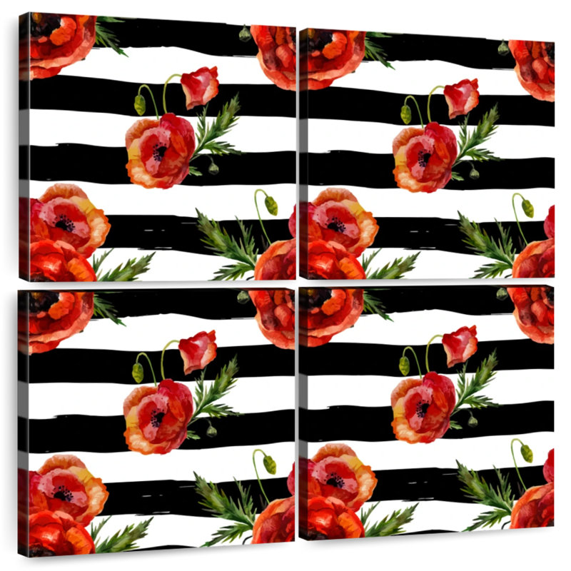 Harnek Poppy Flowers Stripes, 26" H x 26" W