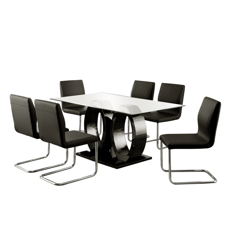 Balwinder 6 - Person Pedestal Dining Set, Black