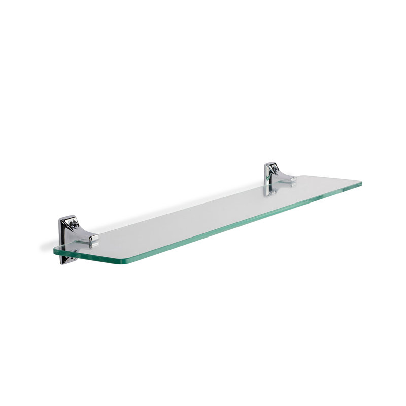 Sutton Wall Mounted Glass Shelf with Chrome Brackets 50cm