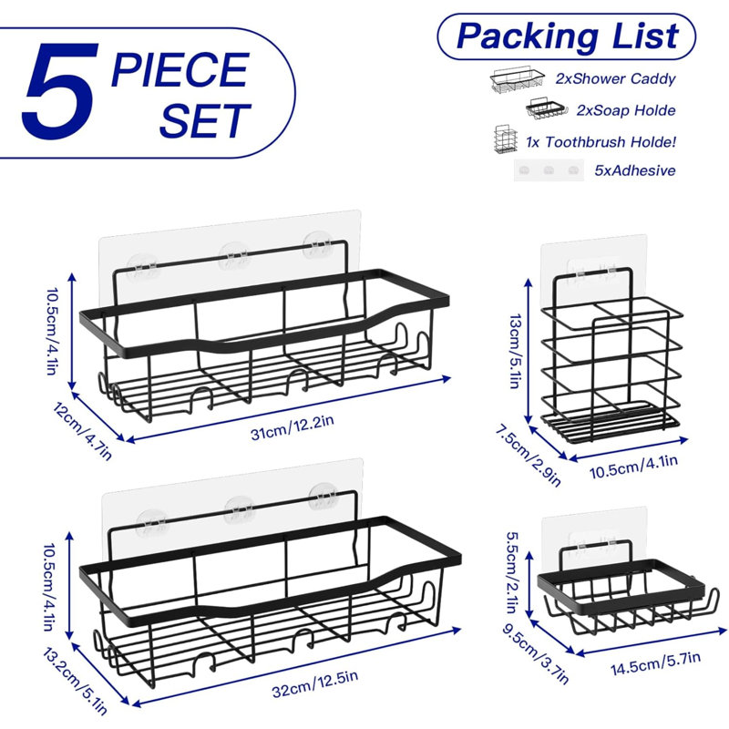 Adhesive Stainless Steel Shower Caddy