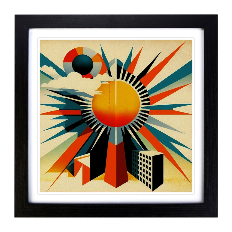 Sun Constructivism No.1 - Framed Print, Black
