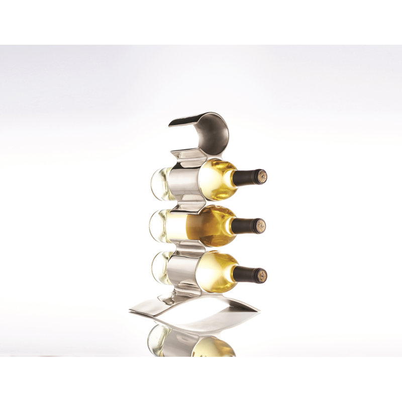 Munich 4 Bottle Tabletop Wine Bottle Rack, Silver