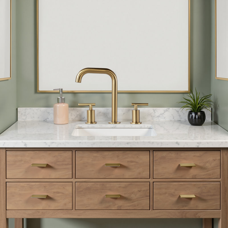Widespread Faucet 2-handle Bathroom Faucet With Drain Assembly, Brushed Gold