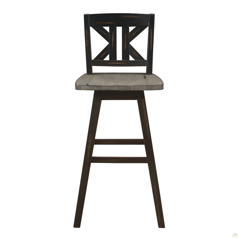 Ensemble de 2 chaises hauteur pub, Tabouret de bar (siège d'une hauteur de 28,5 po), Gris / Noir