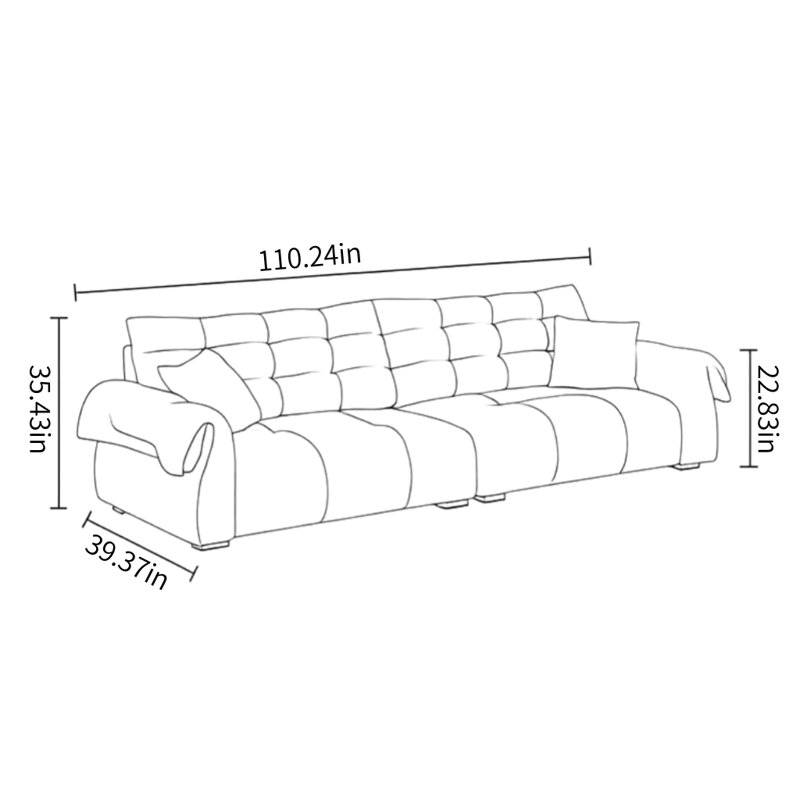 Modern Minimalist Cream Style Sofa, Black